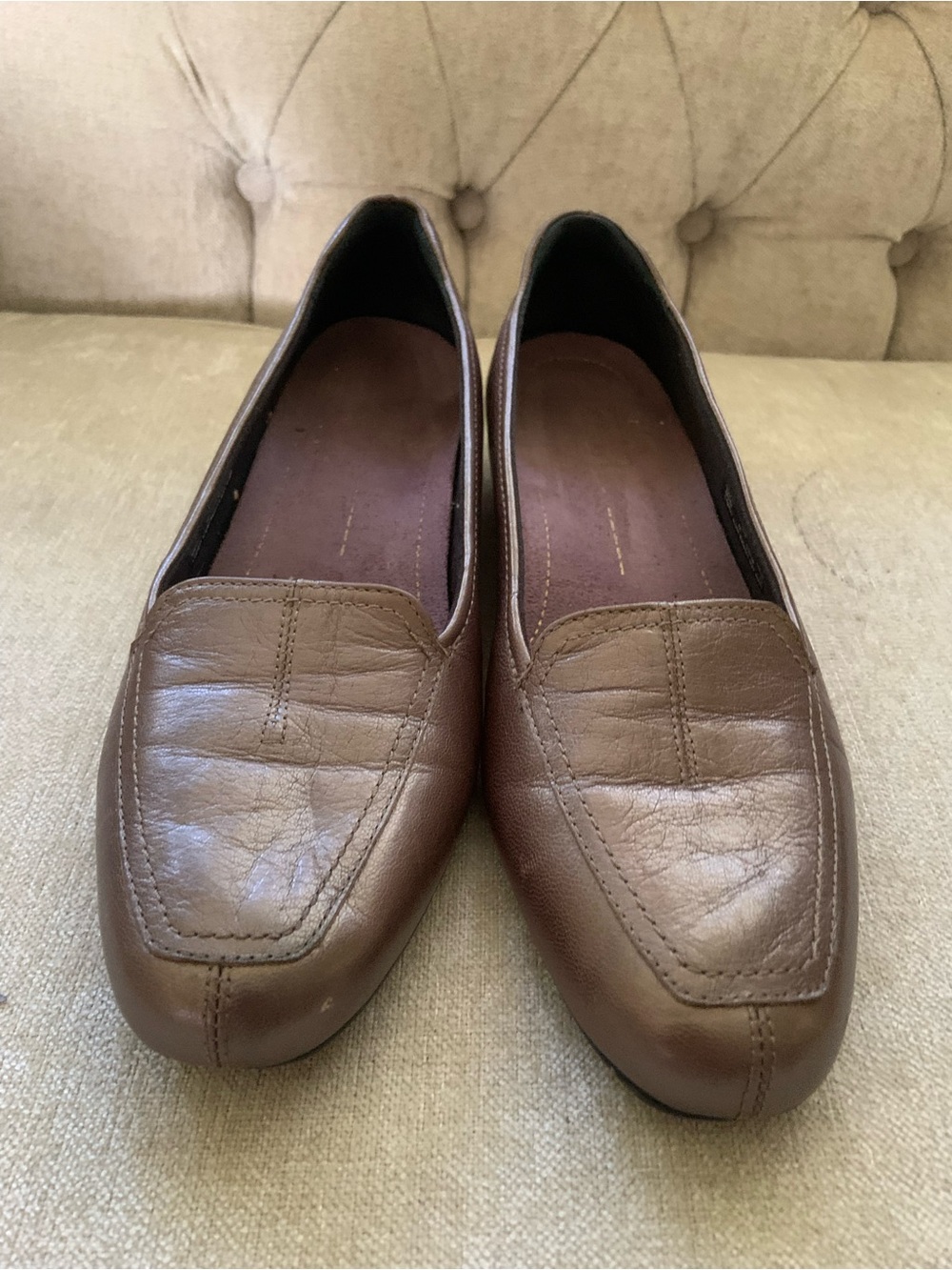 Clarks Brown Leather Penny Loafers for Women